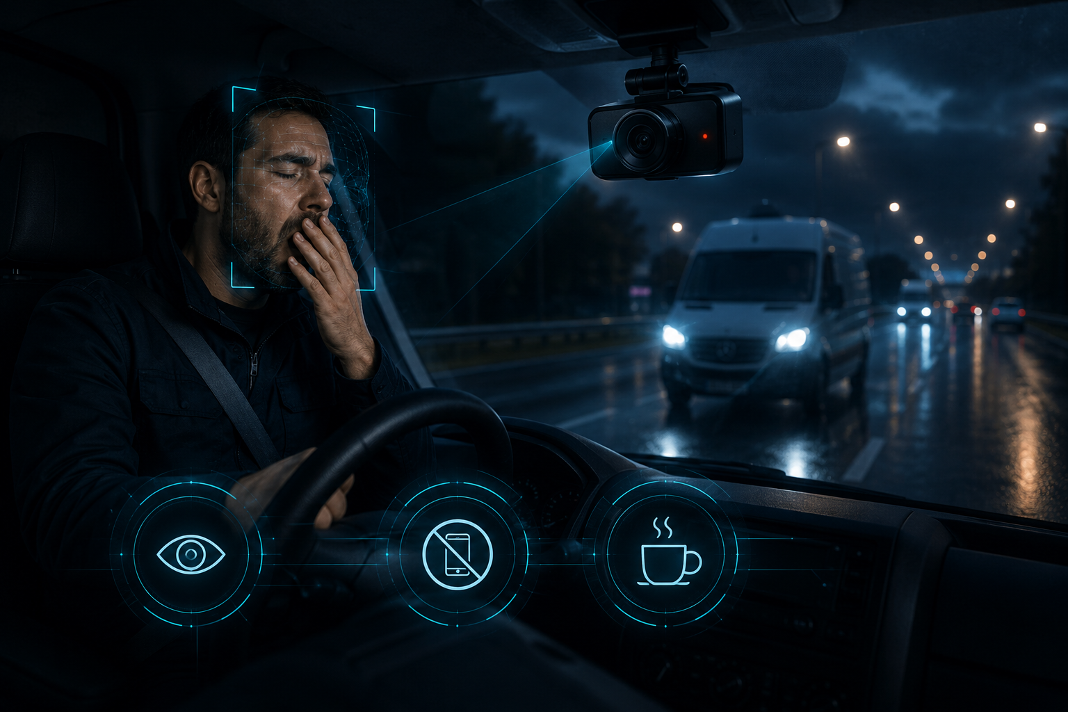 Skooa video telematics showing AI driver monitoring with fatigue and distraction detection