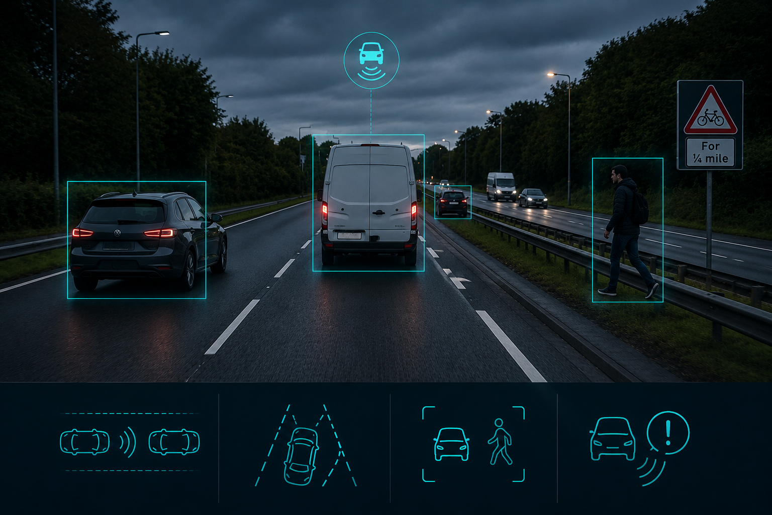 Skooa ADAS dashboard showing forward collision warnings and lane departure events